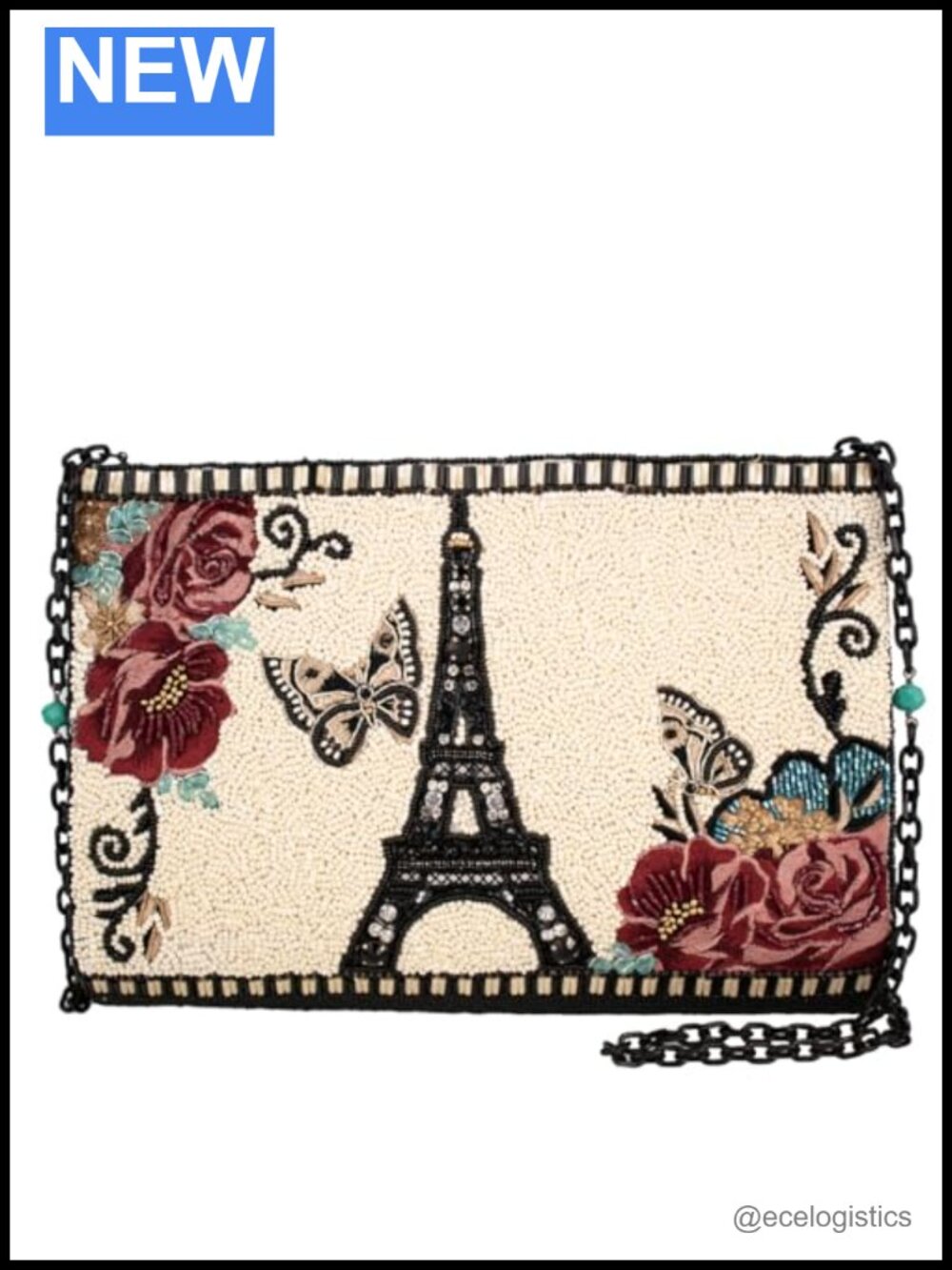 Mary Frances Parisian Beaded Crossbody Handbag, White